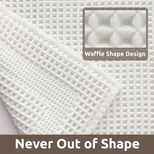 Miniatura 3 de AMOAMI Alfombra de Baño con Textura de Waffle, Alfombras de Baño Absorbentes para Baño Antideslizantes, Alfombras de Baño Lavables a Máquina