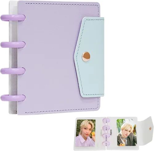 Miniatura 8 de Carpeta para tarjetas fotográficas de 3 pulgadas, álbum de fotos desmontable, mini libro de fotos con 20 bolsillos para 40 tarjetas (rosa)