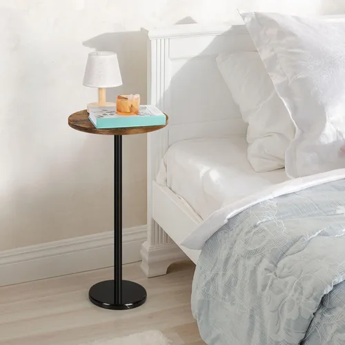 Miniatura 7 de OYEAL Mesa auxiliar para bebidas, pequeña mesa de cóctel redonda para patio, mesa auxiliar de pedestal al aire libre, mesa auxiliar con base de Negro