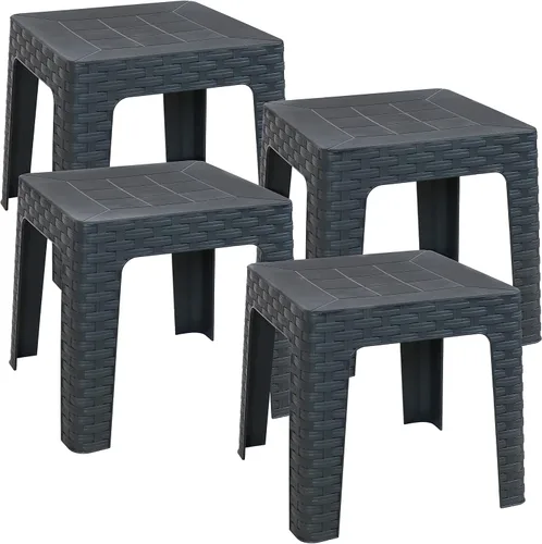 Miniatura 16 de Sunnydaze Adirondack - Mesa auxiliar pequeña para exteriores para elementos esenciales de balcón, mesa auxiliar cuadrada de plástico para patio