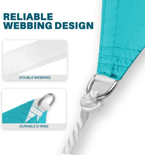 Miniatura 4 de COARBOR Toldo triangular impermeable de 12 x 12 x 12 pies, poliéster de 260 GSM, para pérgola, cochera, patio, jardín, color verde turquesa