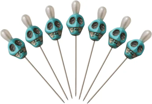 Miniatura 9 de BLESSUME 7pcs Candle Magick Ritual Pins Skull Top (negro)