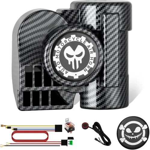 Miniatura 11 de Cuerno de tren para camión, bocinas de coche de 12 V 150 dB súper fuertes con arnés de cableado, cuerno de aire de caracol con compresor eléctrico