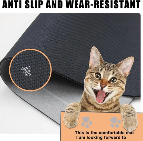 Miniatura 4 de YCT Tapete de comida para mascotas para gatos, parte inferior antideslizante, absorbente, de secado rápido, para perros y gatos, suministros