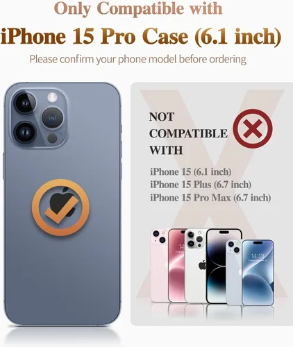 Miniatura 2 de GVIEWIN Funda de mármol para iPhone 15 Pro, con protector de pantalla y protector de lente de cámara