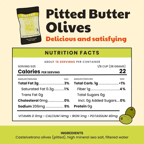 Miniatura 2 de Olive My Pickle Green Olives - Mantequilla sin hueso, 48 onzas, paquete de 3 unidades de aceitunas Castelvetrano saludables de cultivo vivo sin