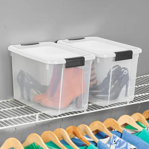 Miniatura 4 de Sterilite paquete de 12 unidades de contenedores de almacenamiento con pestillos ultra, con tapas, plástico transparente, 30 cuartos de galón