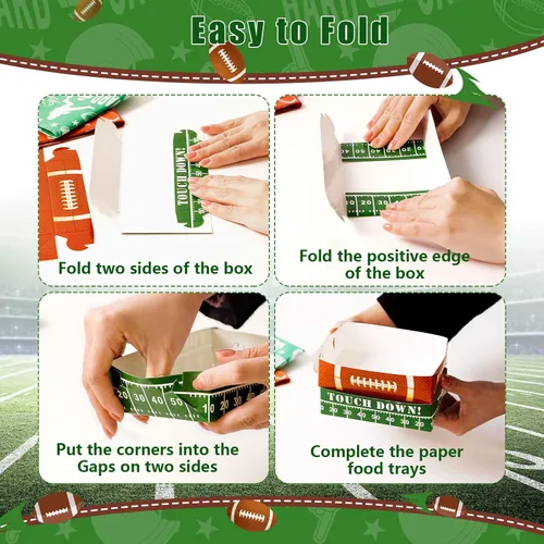 Miniatura 4 de Paquete de 50 bandejas de papel para fiestas de fútbol, decoraciones de fiesta de superbowl, papel desechable para servir alimentos, barcos