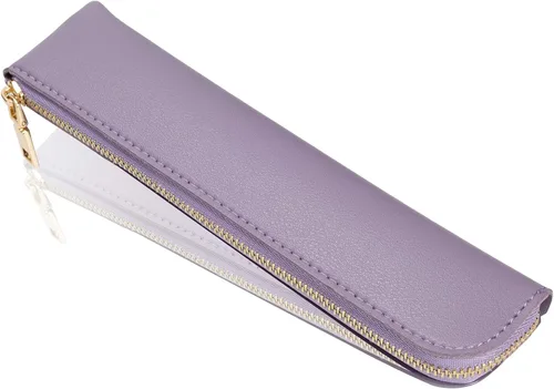 Miniatura 19 de Estuche de lápiz de cuero Sluxa, estuche delgado y suave para bolígrafos, estuche pequeño para lápices para adultos, estuche de lápiz de cuero