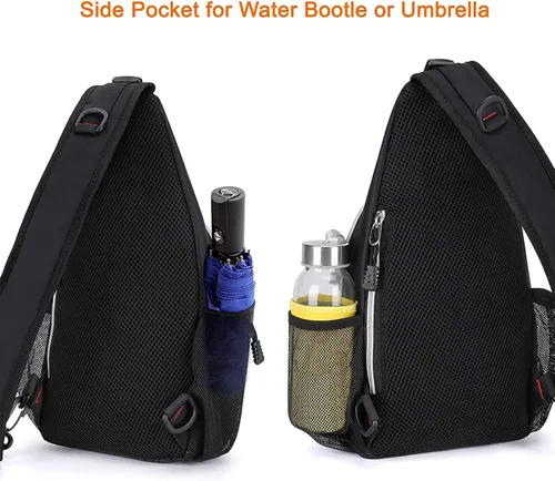 Miniatura 4 de MOSISO Mochila Mini de Bandolera, Pequeña Mochila de Senderismo, Mochila de Viaje, Mochila Casual para Deportes al Aire Libre, Negra Negro
