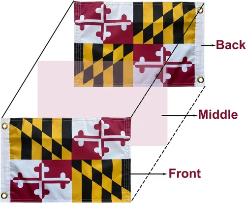 Miniatura 2 de Homissor Bandera de Maryland de 12 x 18 pulgadas, bandera de estado MD de doble cara, banderas pequeñas de Maryland, bandera duradera con ojales