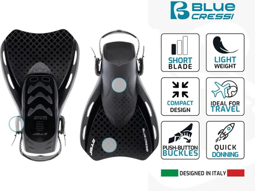 Miniatura 4 de Cressi Traveler Set - Adult Snorkel Set Wide View Mask, Dry Top Snorkel and Fins - Comfortable and Light - Designed in Italy Negro / transparente