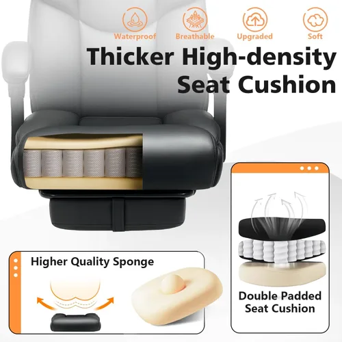 Miniatura 6 de WAILOR Silla de Oficina de 400 libras con Reposapiés, Silla de Oficina Reclinable Grande y Alta con Soporte Lumbar y Cojín de Resorte, Silla de Negro