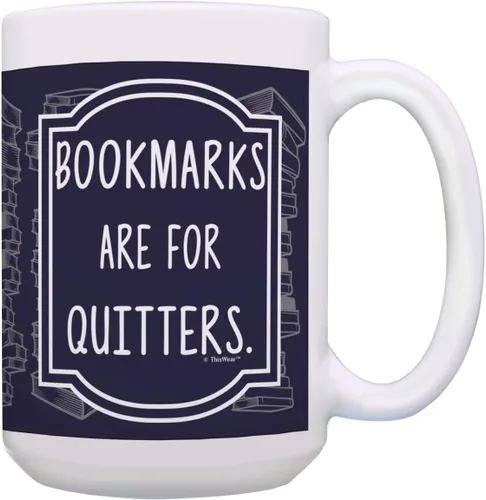 Miniatura 8 de ThisWear Librarian Gifts Bookmarks are for Quitters Regalos divertidos para lectores, regalo de ratones de biblioteca, taza de café de cerámica