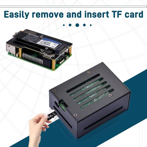 Miniatura 4 de GeeekPi Carcasa metálica con placa periférica N04 PCIe M.2 Key-M NVMe SSD PCIe para Raspberry Pi 5
