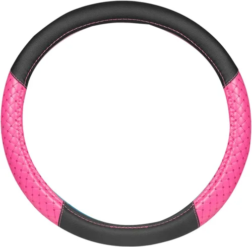 Miniatura 25 de Carbella Funda de volante suave de piel sintética trenzada negra, tamaño estándar de 15 pulgadas, se adapta a la mayoría de vehículos, funda mullida