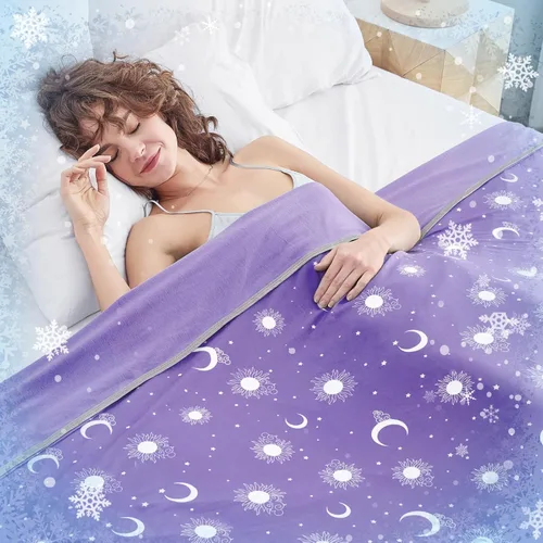 Miniatura 18 de inhand Manta refrescante (50 x 60 pulgadas), mantas refrescantes de doble cara para personas que duermen con calor, manta de verano fresca, suave