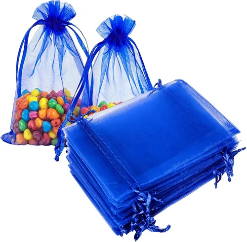 Miniatura 26 de Bolsas de Regalo de Organza 100 Piezas con Cordón 4x6 pulgadas Azul Marino para Baby Shower, Cumpleaños de Niña, Recuerdos de Fiesta, Boda