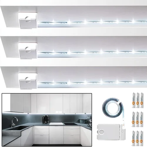 Miniatura 9 de POWER PRACTICAL Luminoodle - Tira de luz LED para debajo del gabinete, tira de luz LED para estantes, armarios de cocina y muebles, 1 paquete luz