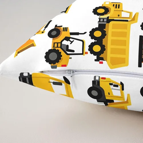 Miniatura 7 de Juego de 2 fundas de almohada de 16 x 16 pulgadas, fundas de almohada de vehículos de construcción suaves para sala de estar, dormitorio, equipos