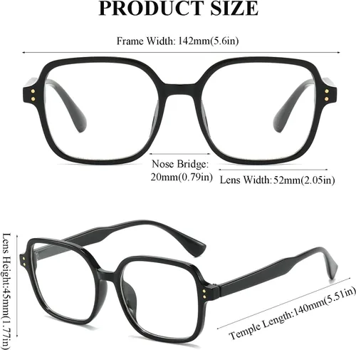 Miniatura 3 de LJCZKA Lentes cuadrados de bloqueo de luz azul para mujeres y hombres, lentes rectangulares retro de los años 90 para juegos de computadora