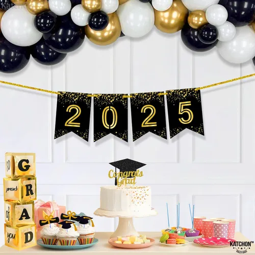Miniatura 5 de Katchon, Cartel brillante de graduación 2025 – Grande de 10 pies, sin bricolaje Cartel de feliz graduación 2025, decoraciones de graduación clase