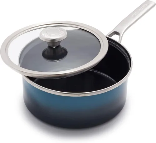 Miniatura 15 de Merten & Storck Utensilios de cocina esmaltados con núcleo de acero hecho a mano europea, sartén de 3 cuartos de galón con tapa, inducción, sin PFAS