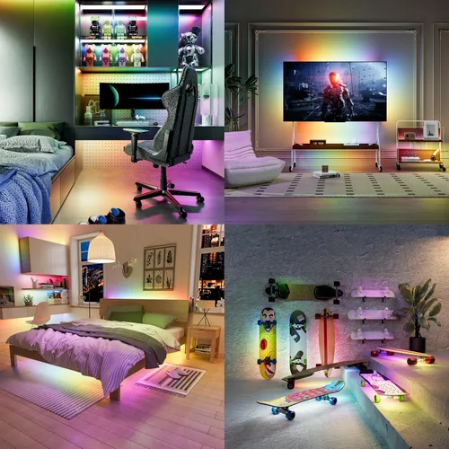 Miniatura 7 de MIWISE Tira de luces LED RGB Smart IC COB de color de persecución, tira de luz LED USB direccionable, efecto arcoíris con sincronización de música