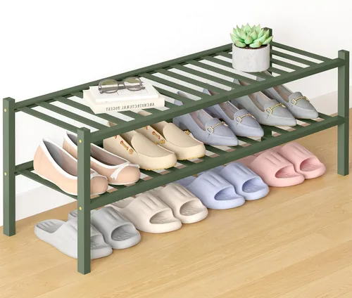 Miniatura 62 de Smiry Zapatero de bambú para clóset, organizador de zapatos apilable de 4 niveles largo de madera, estante de almacenamiento de zapatos Negro