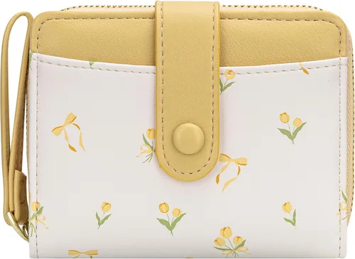 Miniatura 22 de BIAOTIE - Cartera para mujer con flores bonitas, con bloqueo RFID, tarjetero para tarjetas de crédito, monedero pequeño de dos pliegues