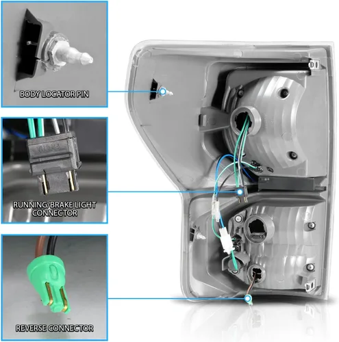 Miniatura 6 de AmeriLite Para Toyota Tundra Pickup 2007-2013 Negro oscuro [LED completo] Tubo de doble tipo C de repuesto luces traseras lámpara de freno