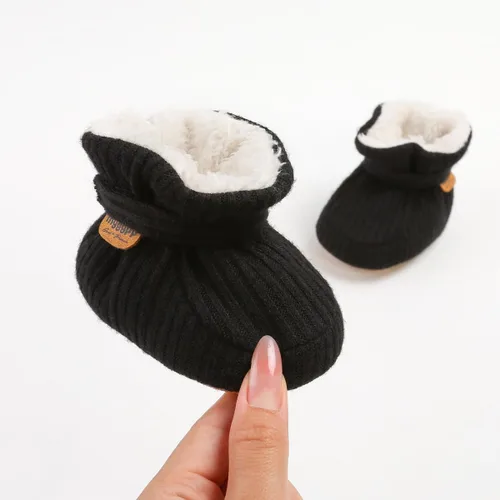 Miniatura 110 de Botines de forro polar para bebés, niños y niñas, pantuflas antideslizantes con agarre suave, zapatos de calcetín para recién nacidos, cuna