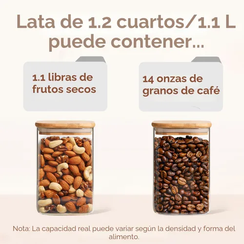 Miniatura 3 de ComSaf Recipientes de almacenamiento de vidrio con tapas, tarros de vidrio de 1.2 cuartos de galón con tapas, tarro transparente para almacenamiento
