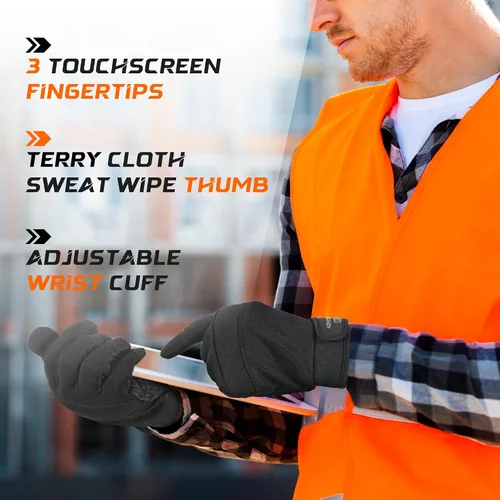 Miniatura 3 de HANDLANDY Guantes de trabajo de agarre para mujeres y hombres, guantes de trabajo de seguridad y utilidad para jardín, guantes de mecánicos Negro