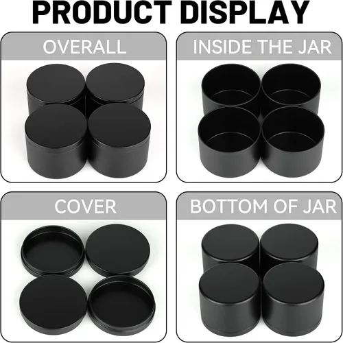 Miniatura 2 de SONVIIBOX Paquete de 24 latas de velas de 8 onzas, latas de velas negras para hacer velas a granel, tarros de vela de 8 onzas, frascos de lata