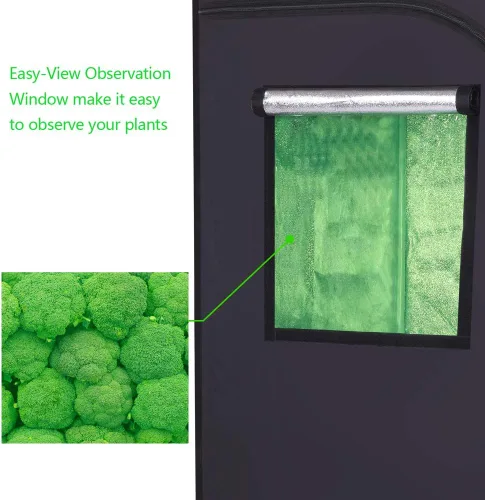 Miniatura 2 de Tienda de cultivo hidropónico Mylar de 96 x 48 x 80 pulgadas con ventana de observación y bandeja de suelo extraíble para cultivo de plantas