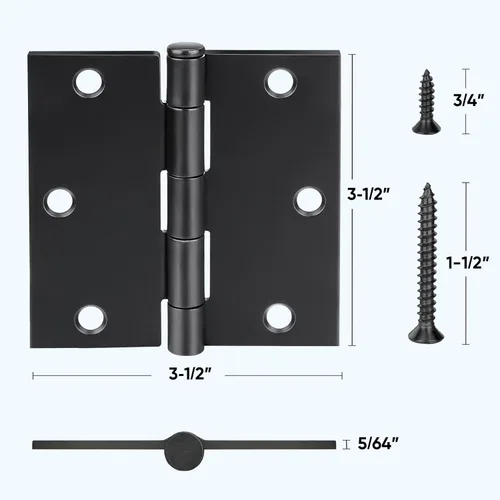 Miniatura 3 de TICONN Paquete de 18 bisagras de puerta de 3.5 pulgadas con pasador extraíble, herrajes para puertas residenciales bifold de hierro de 3-1/2 x 3-1/2