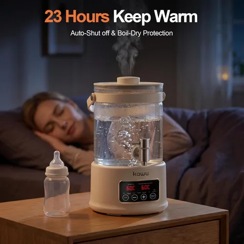 Miniatura 6 de Kawu Hervidor eléctrico, dispensador de agua caliente 7 en 1, olla saludable para té y café, hervidor de té de vidrio de 2.5 litros con control
