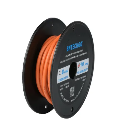 Miniatura 30 de BNTECHGO Carrete de alambre de silicona calibre 10 de 25 pies, alambre de cobre estañado trenzado de 10 AWG, color azul flexible