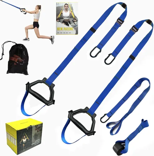 Miniatura 9 de Correas de entrenamiento de resistencia de peso corporal, kit completo de entrenamiento de gimnasio en casa para entrenamiento de cuerpo completo