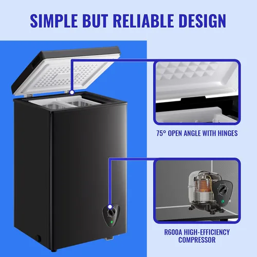 Miniatura 9 de WANAI - Congelador de pecho mini congelador profundo con capacidad compacta congeladores de congelación rápida para el hogar, oficina, dormitorio