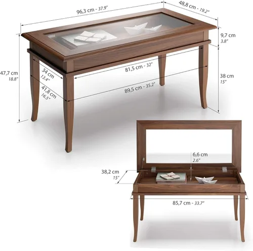 Miniatura 3 de Mobili Fiver, Classico Mesa de centro, nogal, fabricada en Italia