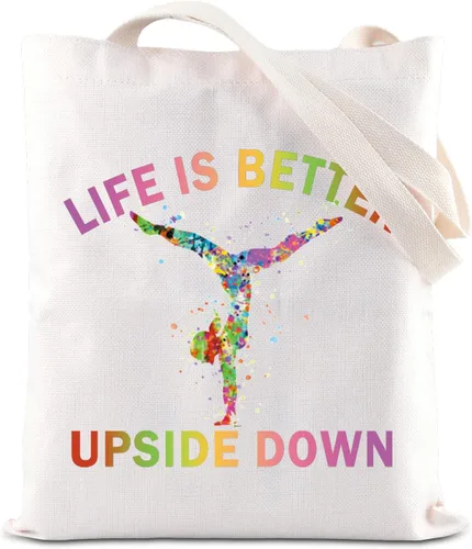 Miniatura 6 de FOTAP Bolsa de cosméticos para gimnasta, regalo inspirador, regalo para amantes de la gimnasia, bolsa de viaje para niña, Blanco, Life Down