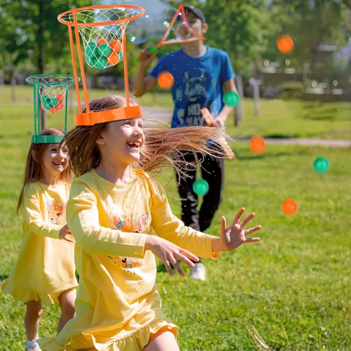 Miniatura 3 de Hooqict Paquete de 3 piezas de juego de fiesta de baloncesto para niños y adultos, juego de diadema ajustable con 40 bolas para fiesta de carnaval