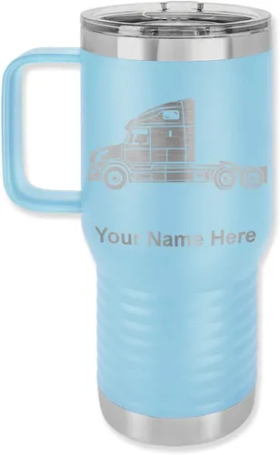 Miniatura 44 de LaserGram Taza de café aislada al vacío de 15 onzas, cabina de camión, grabado personalizado incluido (negro)