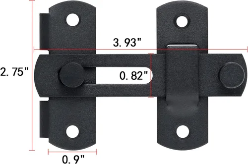 Miniatura 2 de INIRET 6 paquetes de pestillos para puerta de granero, 3.93" x 2.75", acero inoxidable negro mate, pestillo abatible para puerta de granero/portón