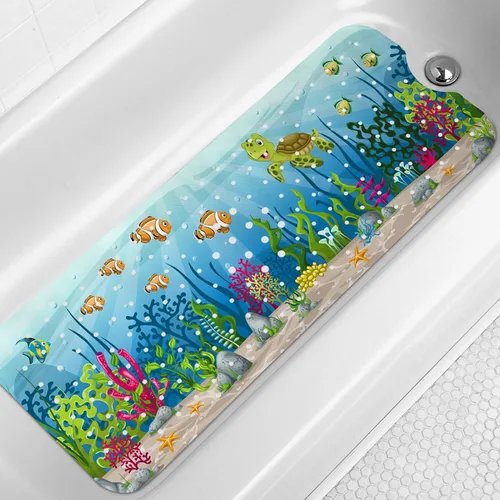 Miniatura 13 de LNOND Alfombra de baño para niños, alfombrilla de baño con diseño de tiburones marinos, alfombrillas de baño antideslizantes para niños