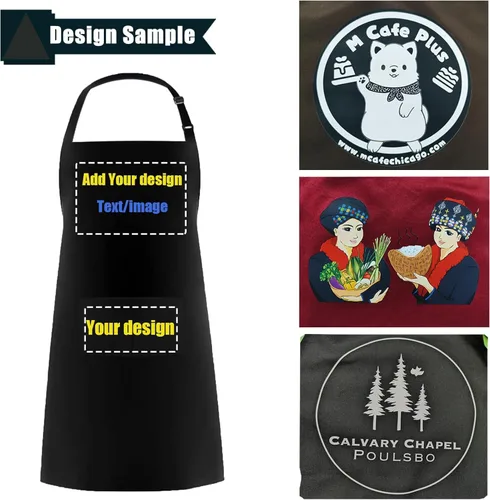 Miniatura 3 de BeautyWill Delantal personalizado personalizado para hombres y mujeres, delantal de cocina personalizado con bolsillos, nombre, texto, logotipo