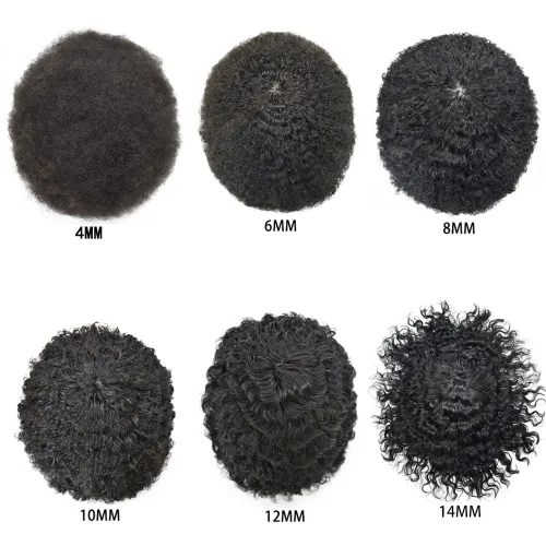 Miniatura 6 de All Poly African American Mens Toupee Unidades de cabello humano brasileño para hombres negros Afro Toupee para hombre negro inyección de PU 1#