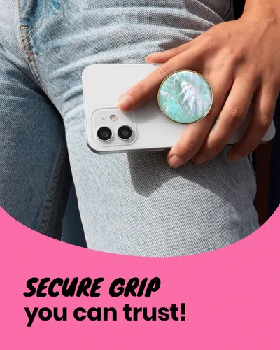 Miniatura 6 de OnTheGrip Lindo diseño de concha marina natural en forma redonda, soporte de teléfono móvil plegable para smartphone, tablet, accesorio